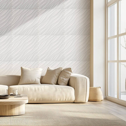 3D Wall Panels, 12-Pack PVC Wave Tiles, Matte White