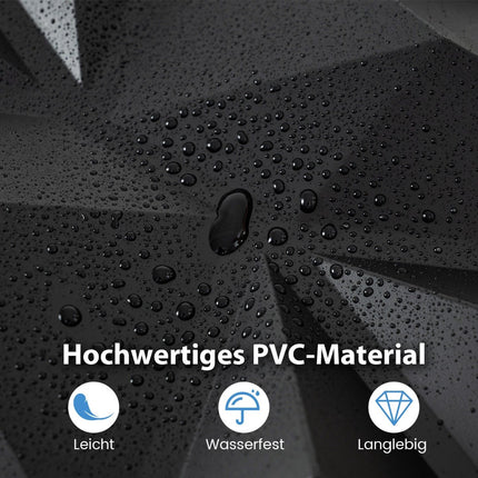 3D Wall Panels, Black PVC, 50 Pack, 30x30 cm, 4.5m² Coverage