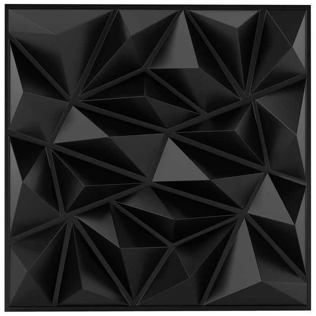 3D Wall Panels, Diamond Pattern, Black, 10m² Coverage