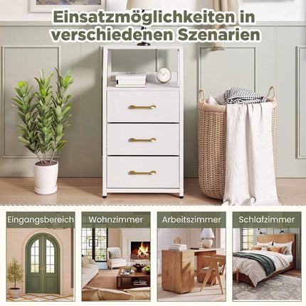 3-Drawer Vertical Storage Dresser with Fabric Drawers