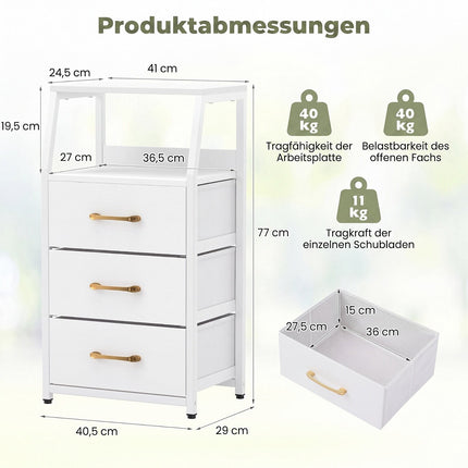 3-Drawer Vertical Storage Dresser with Fabric Drawers