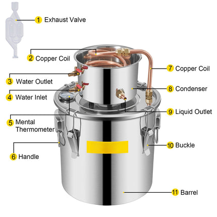 3 Gallon Alcohol Still Kit With Water Pump, Thermometer