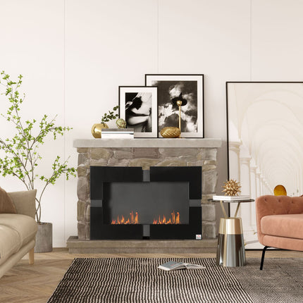 Indoor Black Ethanol fireplace, Metal, 3L Capacity, 90cm