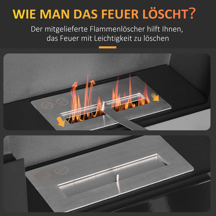 Indoor Black Ethanol fireplace, Metal, 3L Capacity, 90cm