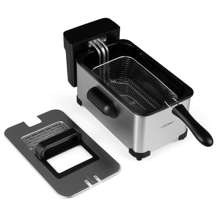 3L Stainless Steel Electric Deep Fryer, 2000W, Timer