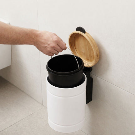 3L Wall-Mounted Cosmetic Bin with Bamboo Lid