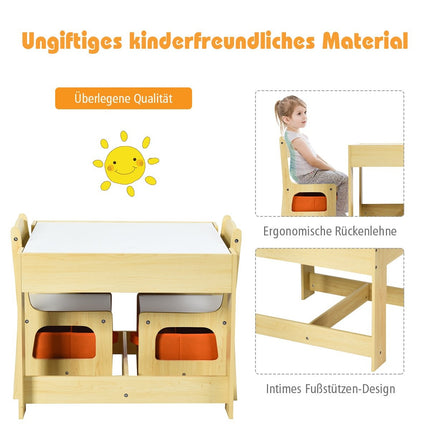 3 PCS. Children's seating group, children's furniture, children's seating set, children's table with 2 wooden chairs, 3 in 1 painting table
