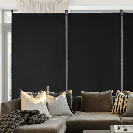 3-Panel Folding Room Divider Privacy Screen, Black