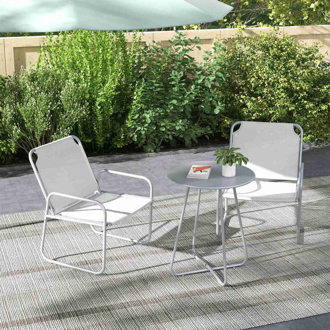 3-piece light gray mesh bistro set for balcony and garden
