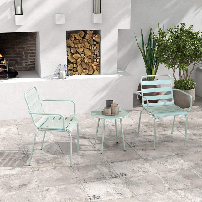 Outdoor Bistro Set - Steel table & chairs, green