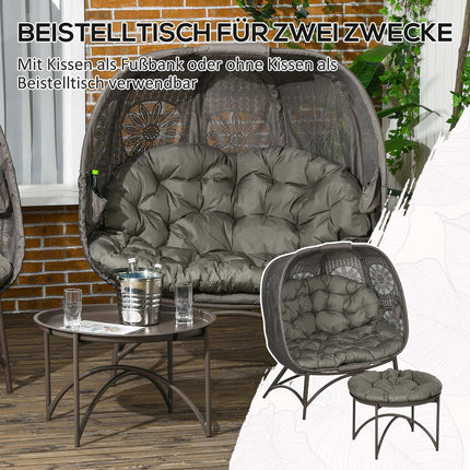 Wicker garden chair set - 3 pcs with table and cushions