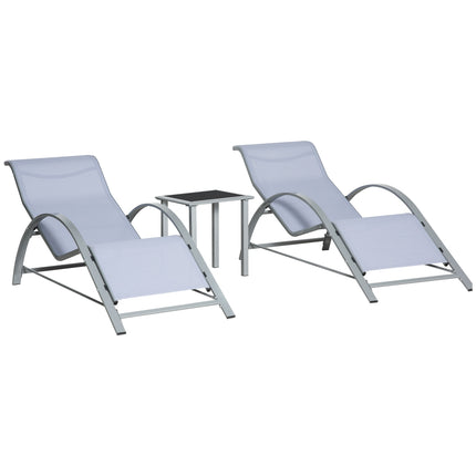 Garden chair set with table - metal mesh, 3 pcs, grey