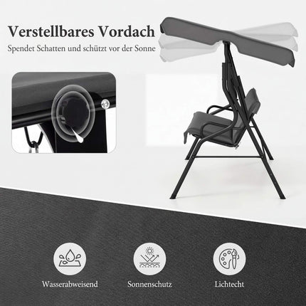 3-Person Outdoor Swing with Adjustable Canopy, Grey