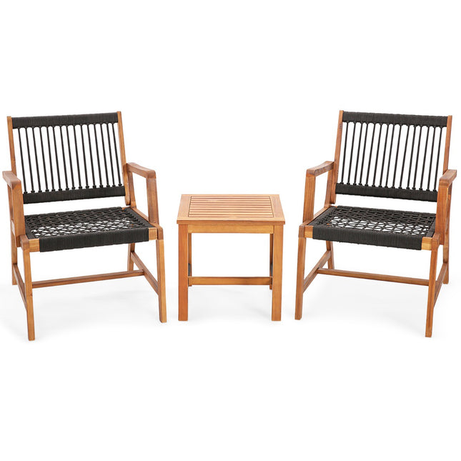 3-Piece Acacia Wood Patio Set, 2 Armchairs, Table