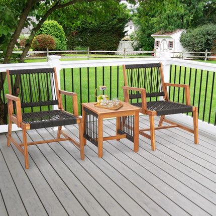 3-Piece Acacia Wood Patio Set, 2 Armchairs, Table