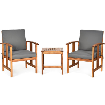 3-Piece Acacia Wood Sofa Set with Cushions