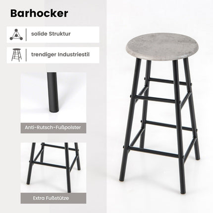 3 Piece Bar Table & Chair Set Industrial Pub Table & Stool Gray