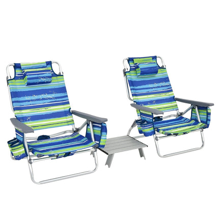 3-Piece Beach Chair & Table Set, Adjustable, Portable
