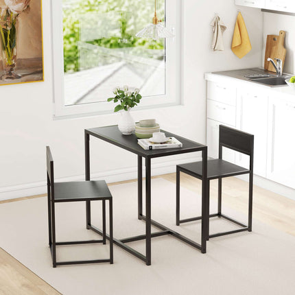 3-Piece Black Bar Table Set with 2 Stools, MDF & Steel