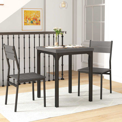 3-Piece Dining Set, Table and 2 Chairs, MDF & Metal, Gray
