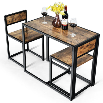 3-Piece Dining Set – Table and 2 Chairs, Space-Saving Design