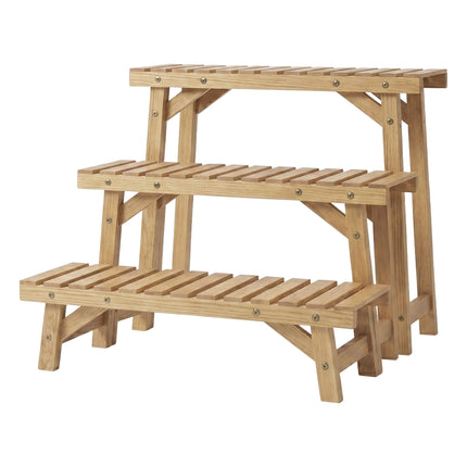 3-Piece Fir Wood Plant Stand Set, Natural Finish