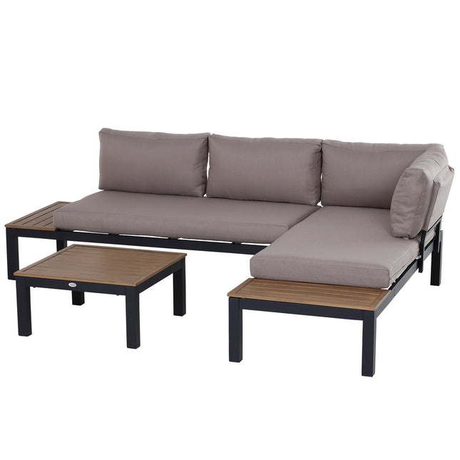 Outdoor 3-piece aluminum garden furniture with cushions