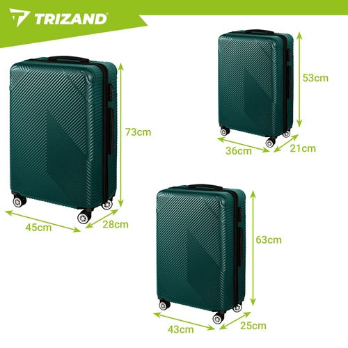 3-Piece Green ABS Luggage Set with 360 Wheels