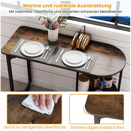 3-Piece Industrial Dining Set with Storage Shelves