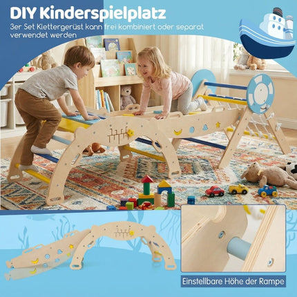 3-Piece Nautical Climbing Set with Slide & Arch