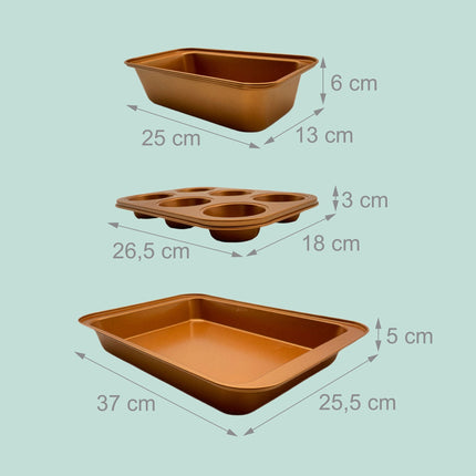 3-Piece Non-Stick Bakeware Set, Carbon Steel