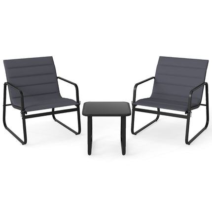 3-Piece Outdoor Bistro Set with Cushions, Grey
