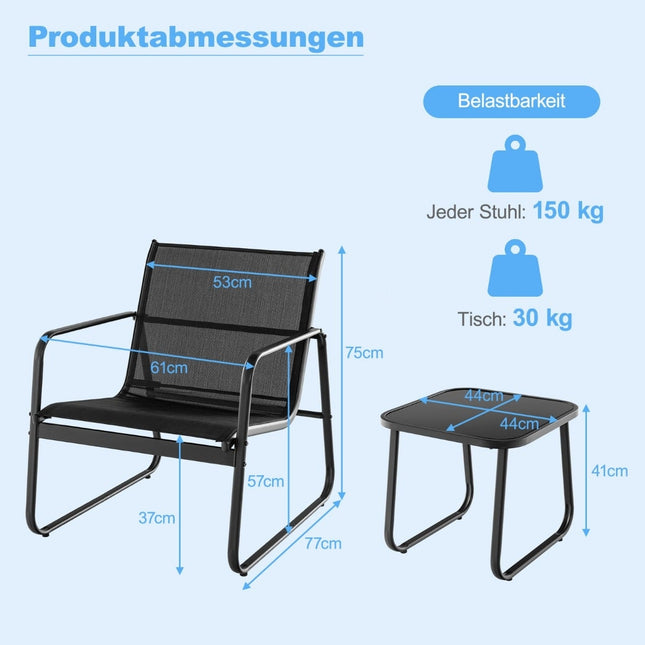 3-Piece Outdoor Furniture Set with Chairs and Table