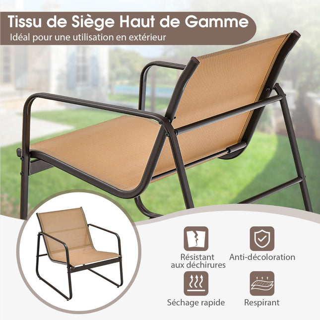 3-delige terrasset – Textilene, glazen tafel
