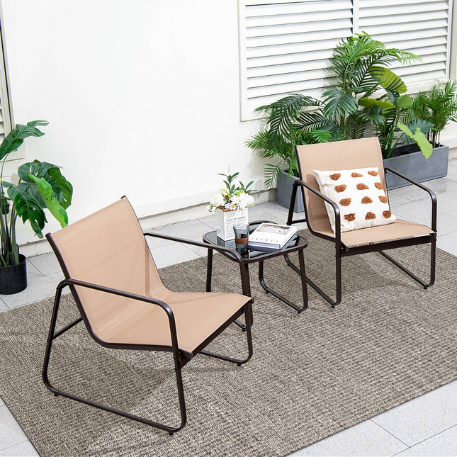 3-delige terrasset – Textilene, glazen tafel