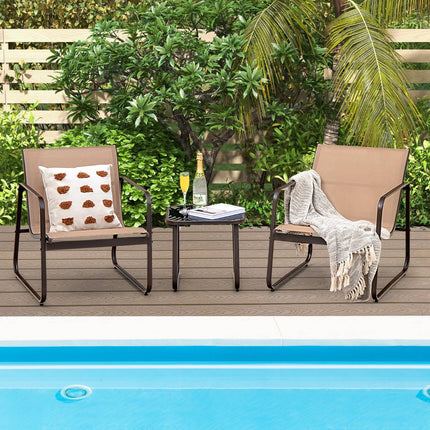 3-Piece Patio Furniture Set – Textilene, Glass Table