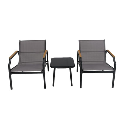 3-Piece Patio Set with Chairs & Table – Metal Frame