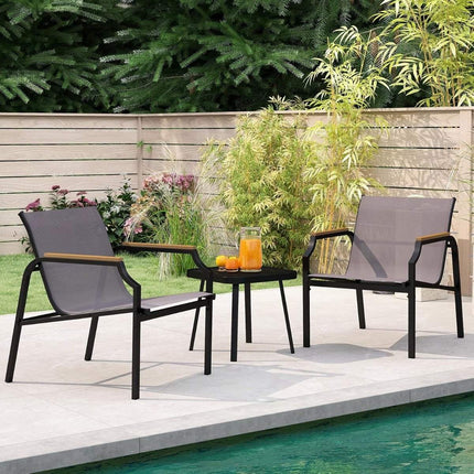 3-Piece Patio Set with Chairs & Table – Metal Frame