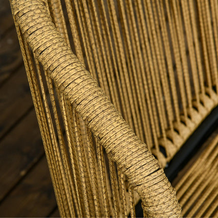 Rattan garden set: 2 chairs and table, cushions included