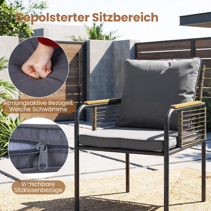 3-Piece Rattan Outdoor Dining Set with Cushions