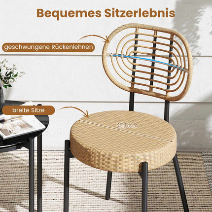 3-Piece Rattan Patio Set with Glass Table, Brown