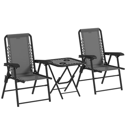 3-Piece Steel Bistro Set, Foldable, Dark Grey
