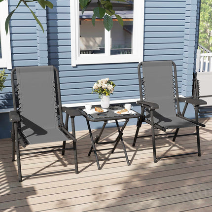 3-Piece Steel Bistro Set, Foldable, Dark Grey