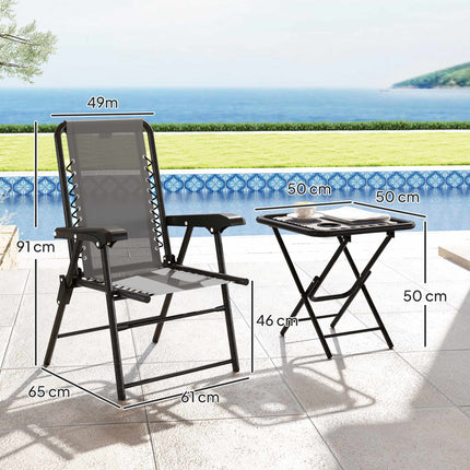 3-Piece Steel Bistro Set, Foldable, Dark Grey