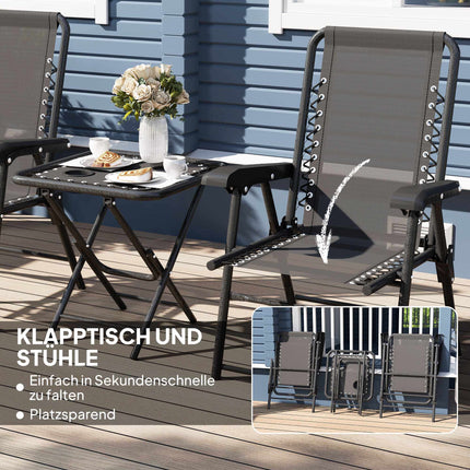 3-Piece Steel Bistro Set, Foldable, Weatherproof, Black