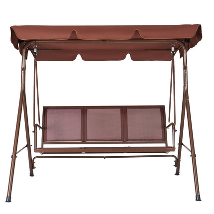 3-Seat Patio Swing With Adjustable Canopy, Steel Frame