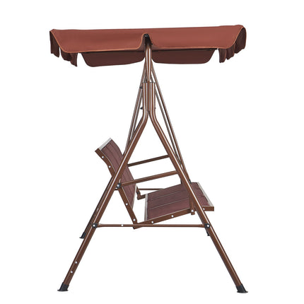 3-Seat Patio Swing With Adjustable Canopy, Steel Frame