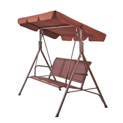 3-Seat Patio Swing With Adjustable Canopy, Steel Frame
