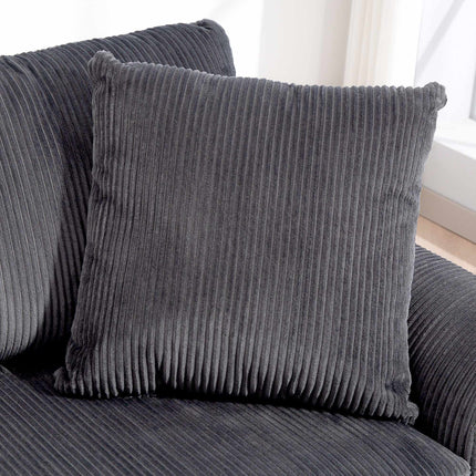 3-Seater Cord Sofa with Cushions, 212 cm, Dark Grey