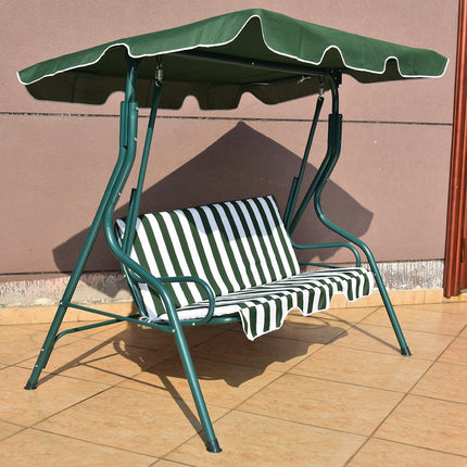 3-Seater Garden Swing with Adjustable Canopy, Green/Brown/Black